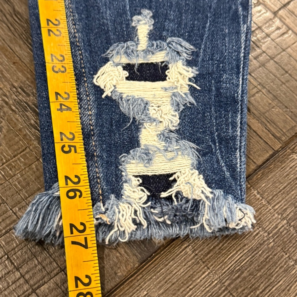KanCan Signature Mid Rise Ankle Skinny Distressed Medium Wash Raw Hem 24 - Picture 15 of 16